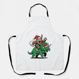 Tablier Krampus chevauchant un dinosaure Santa Noël Evil