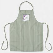 Tablier L Sage Green Stripe Purple Floral Script Monogramm (Recto)