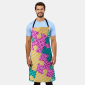Tablier La bannière aux puzzles géométriques, Memphis back (Porté)