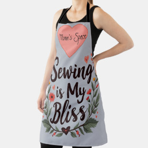 Tablier La couture est ma félicité - Typographie florale