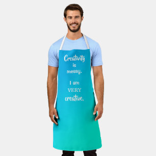 Tablier La créativité est Messy Blue Gradient Funny Apron