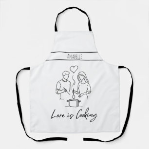 Tablier La cuisine romantique moderne est amour