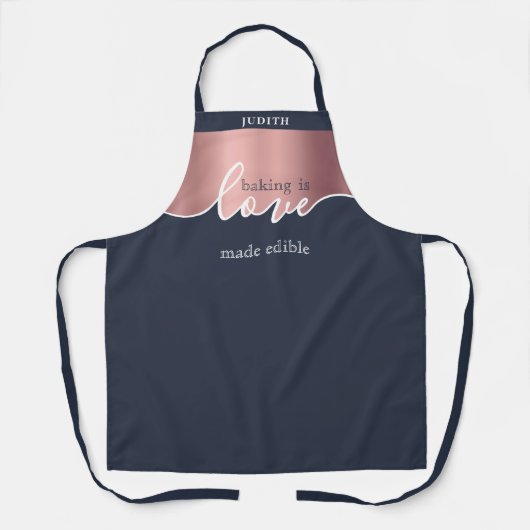 Tablier La cuisson est l'amour fait Rose comestible Script (Recto)