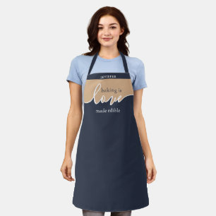 Tablier La cuisson est l'Amour rendu Comestible NAVY TAN É