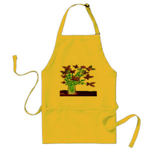 Tablier La femme de papillon fleurit trois Appron