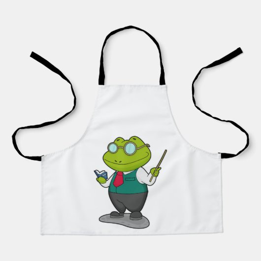 Tablier La grenouille comme enseignant avec livre (Recto)