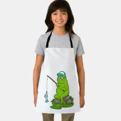 Tablier La grenouille comme pêcheur avec la canne à pêche  (Insitu)