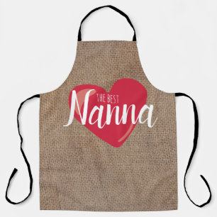 Tablier La Meilleure Nanna Fausse Toile de Jute Rouge Cœur