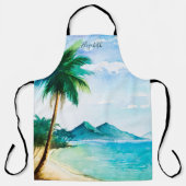 Tablier La plage de l'île Tropical Watercolor (Recto)