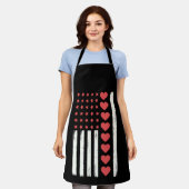 Tablier La Saint-Valentin Drapeaux américains Cœurs USA Vi (Porté)