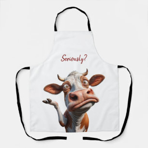 Tablier La vache sotte - "Sérieusement ?" Conception amusa