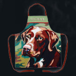 Tablier Laboratoire de chocolat rustique sur Camo<br><div class="desc">Ce design moderne présente la tête d'un laboratoire de chocolat placé sur un arrière - plan de camouflage. Portez-le pour la cuisine,  la grillade ou pour la baignade du chien. Idéal pour l'amoureux des chiens ou le chasseur dans votre vie. Créé par Simply Farmhouse Press.</div>