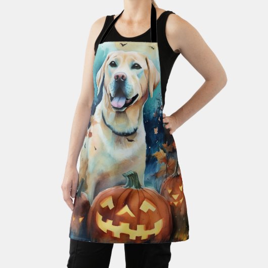 Tablier Labrador d'Halloween avec citrouilles Épouvantable (Insitu)