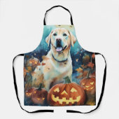 Tablier Labrador d'Halloween avec citrouilles Épouvantable (Recto)