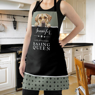 Tablier Labrador Retriever Baking Queen Sage Green Custom