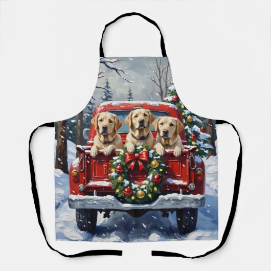 Tablier Labrador Retriever Christmas Red Truck Holiday (Recto)