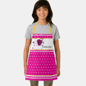 Tablier Ladybug coeur point rose blanc jaune nom personnal (Insitu)