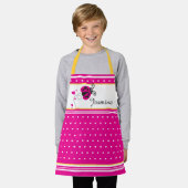 Tablier Ladybug coeur point rose blanc jaune nom personnal (Porté)
