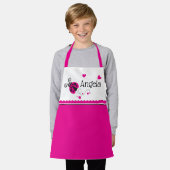 Tablier Ladybug coeur rose blanc Saint-Jacques nom personn (Porté)