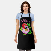 Tablier Ladybug Floral Black Women's Name Apron (Porté)