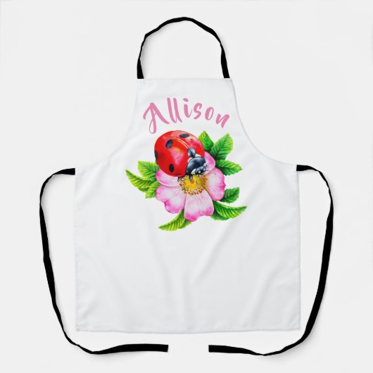 Tablier Ladybug Floral Nom de la femme Apron (Recto)