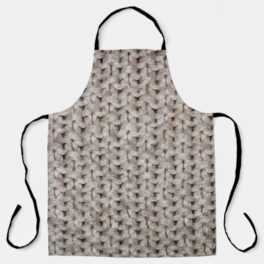 Tablier Laine de tricot blanc : texture cosy. (Recto)