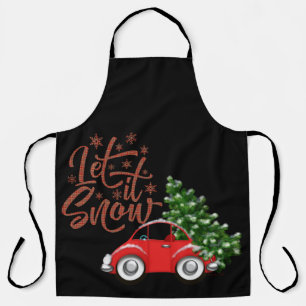 Tablier Laisser neiger voiture avec sapin de Noël