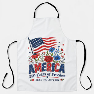 Tablier l'Amérique 250 ans de liberté drapeau floral