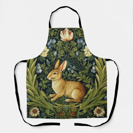 Tablier Lapin Art nouveau dans le jardin (Recto)