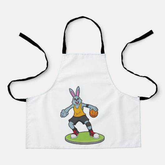 Tablier Lapin comme joueur de basket-ball avec basket-ball (Recto)