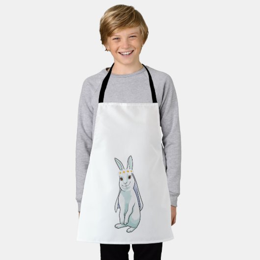 Tablier Lapin comme mariée avec couronne de fleurs (Porté)