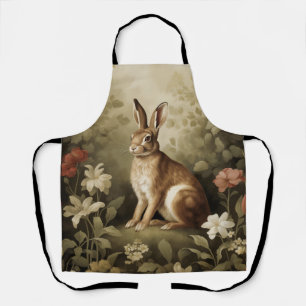 Tablier Lapin de forêt vintage dans une forêt florale