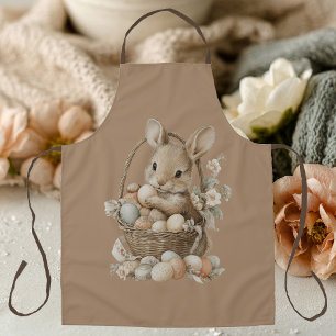 Tablier lapin de Pâques avec des fleurs et des œufs de Pâq