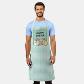 Tablier Lapin de Pâques Chick Green Gingham (Porté)