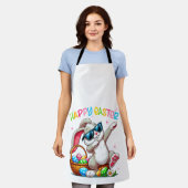 Tablier Lapin de Pâques drôle qui fait dabbing Joyeuses Pâ (Porté)