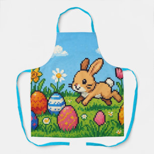 Tablier lapin de Pâques mignon 8 bits
