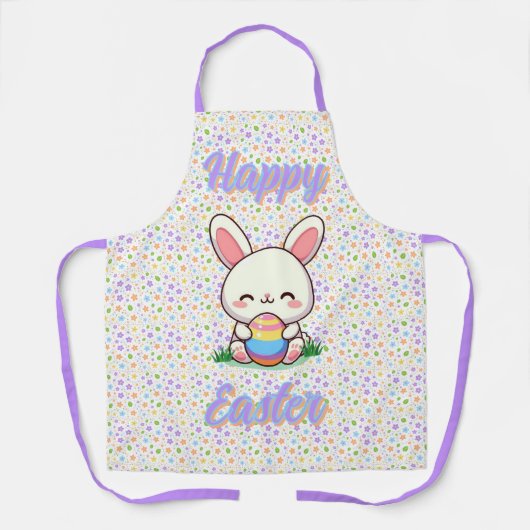 Tablier Lapin de printemps/Pâques mignon avec oeuf (Recto)