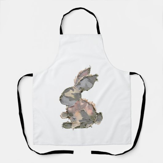 Tablier Lapin Drôle Crochet Patchwork Camo Lapin Heureux E (Recto)