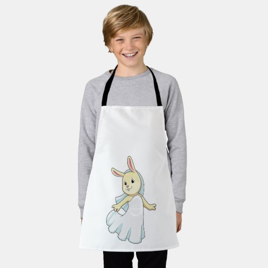 Tablier Lapin en mariée avec voile (Porté)