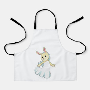 Tablier Lapin en mariée avec voile