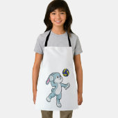 Tablier Lapin en sport avec volleyball (Insitu)