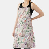 Tablier Lapin Gris Mignon avec Tulipes Colorées (Insitu)