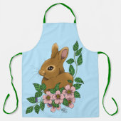 Tablier Lapin Lapin Fleurs Roses (Recto)