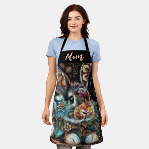 Tablier Lapin lapin lapin lunaire floral Abstrait noir Tur