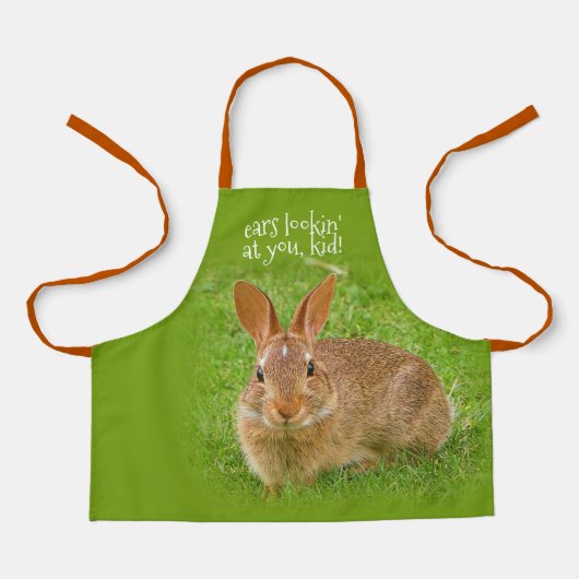 Tablier Lapin mignon lapin sur le Golf Vert (Recto)