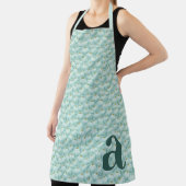 Tablier Large Letter Monogram Teal Blue Floral Pattern (Insitu)