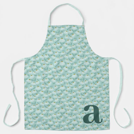 Tablier Large Letter Monogram Teal Blue Floral Pattern (Recto)