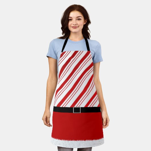 Tablier L'Assistant du Père Noël Rayures de Noël (Porté)