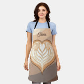 Tablier Latte Cœur Tons Terre Moderne (Porté)