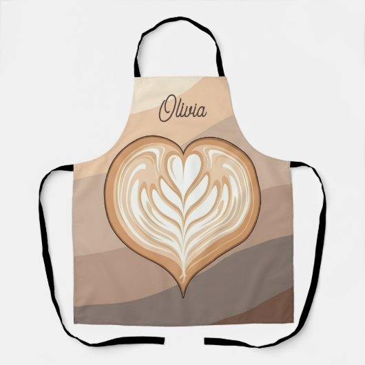 Tablier Latte Cœur Tons Terre Moderne (Recto)